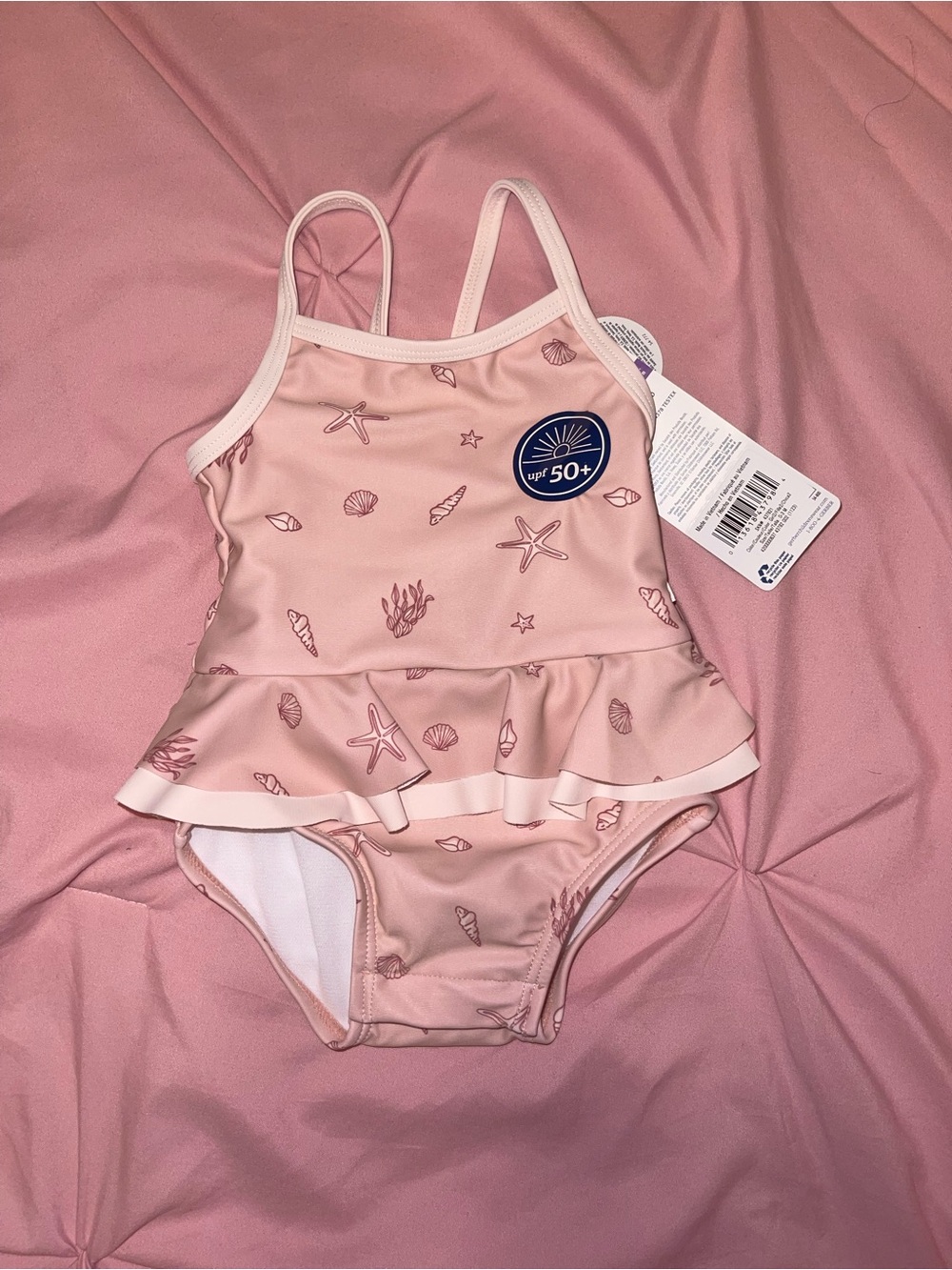 Gerber Light Pink Seashell Ruffle One-Piece Swimsuit